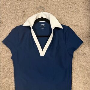 Abercrombie Women's Navy Blue Polo Top